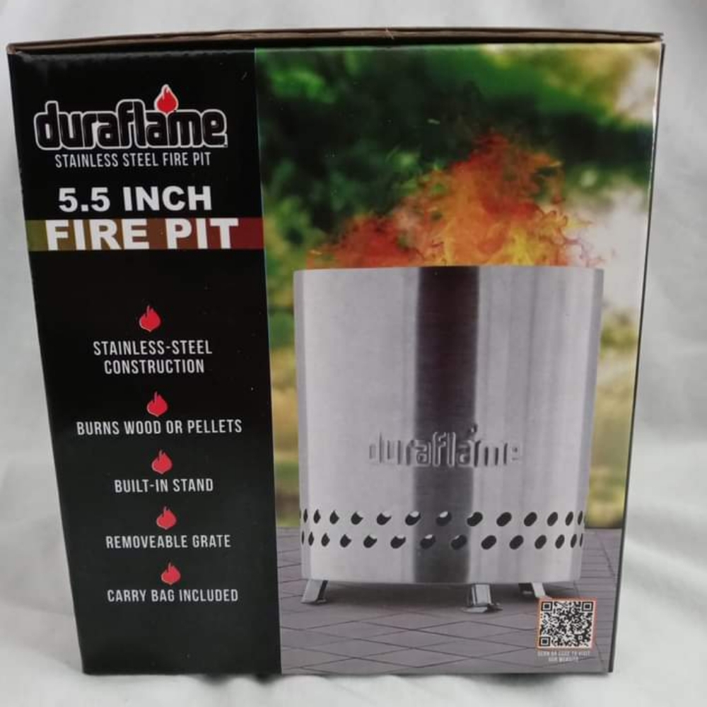 New Duraflame 5.5 Stainless Steel Fire Pit Uses wood or pellets